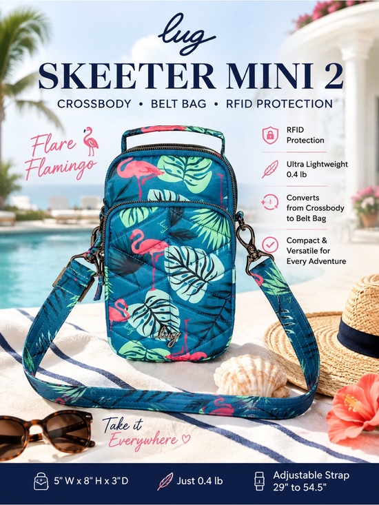 lug Handbags - Lug Skeeter Mini 2 Flare Flamingo Crossbody - Convertible Belt  Bag MSRP $63 NEW